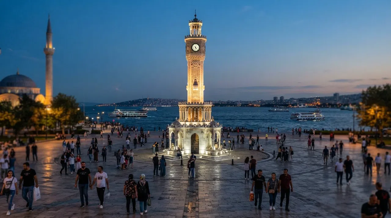 Konak, Esmirna: torre del reloj, bazar y ciudad del ferry